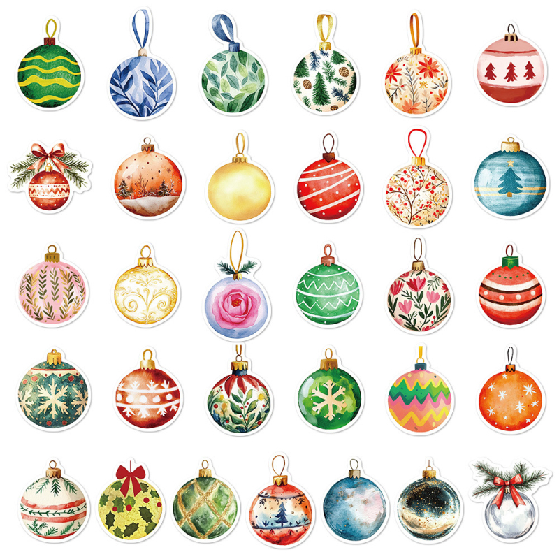 56 retro jõulupalli graffiti kleebist, kunstimustri kaunistus, käsipagasi märkmik, veekindlad kleebised