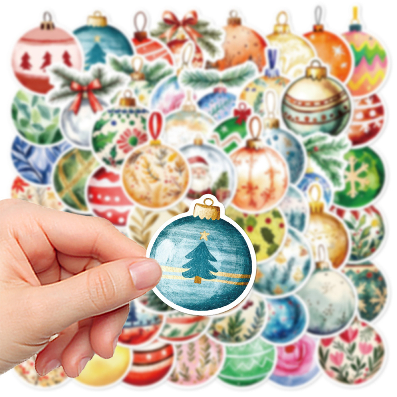 56 retro jõulupalli graffiti kleebist, kunstimustri kaunistus, käsipagasi märkmik, veekindlad kleebised