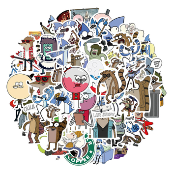 53 κομμάτια αμερικανικών καρτούν Tianbing Park Regular Show αστεία αυτοκόλλητα γκράφιτι με αυτοκόλλητα τρόλεϊ με θήκη σκούτερ