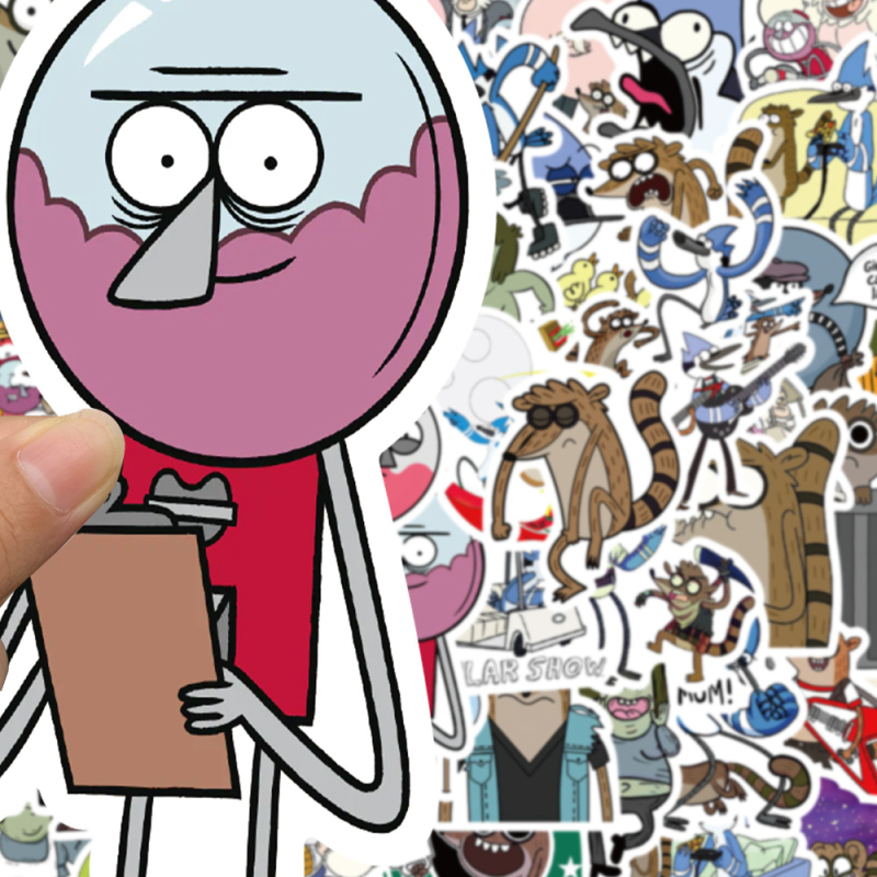 53 κομμάτια αμερικανικών καρτούν Tianbing Park Regular Show αστεία αυτοκόλλητα γκράφιτι με αυτοκόλλητα τρόλεϊ με θήκη σκούτερ