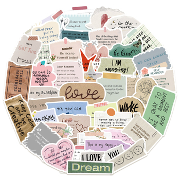 50 kuldse tekstiga lauset, värvilised sülearvuti käsipagasi kleebised, isetehtud dekoratiivsed veekindlad kleebised