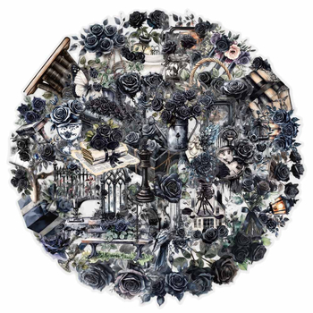 50 db sötét rózsaszín matrica, bőröndkönyv, Diablo sorozatú dekoratív anyagmatricák