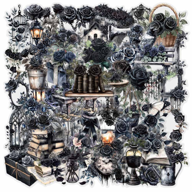 50 db sötét rózsaszín matrica, bőröndkönyv, Diablo sorozatú dekoratív anyagmatricák