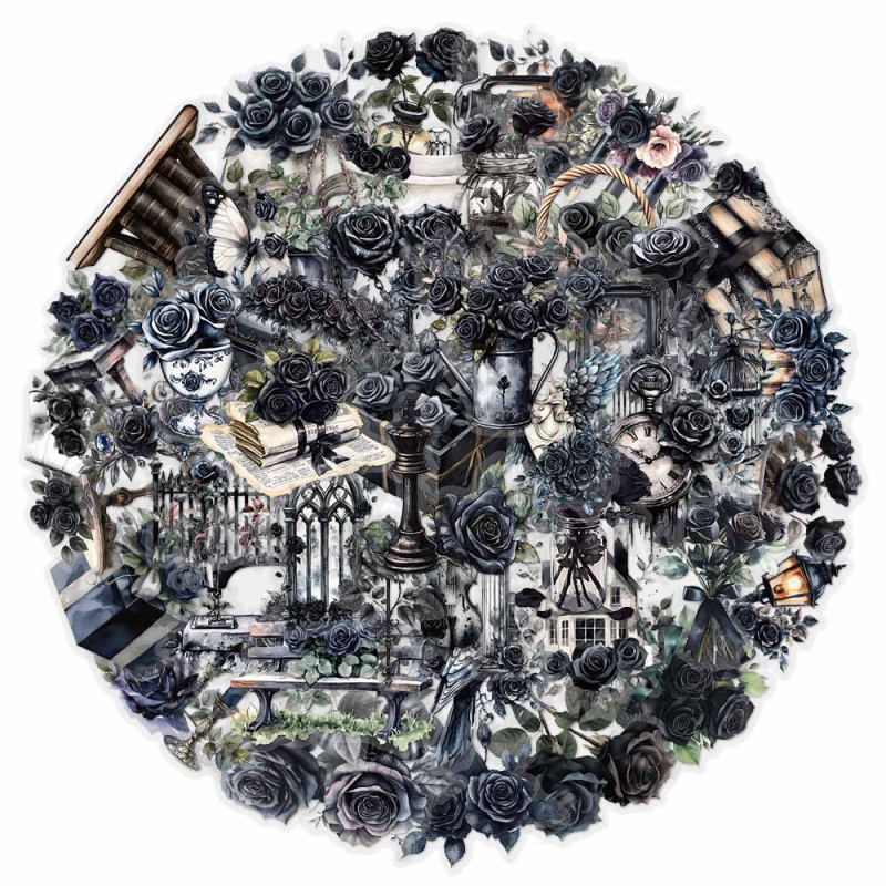 50 db sötét rózsaszín matrica, bőröndkönyv, Diablo sorozatú dekoratív anyagmatricák