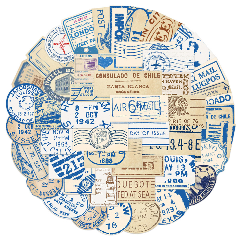 50 db utazási jegy szelvény matrica laptop kézikönyv mobiltelefon tok dekoráció vízálló határokon átnyúló diy matricák