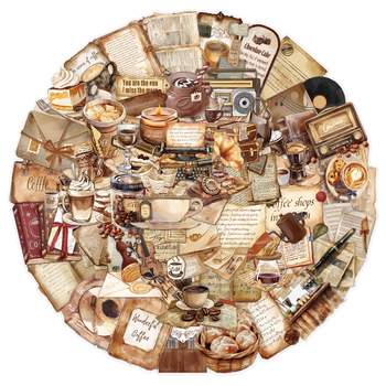 50 retró kávézó matrica kisállat kellékek fotóalbum barkács dekoráció növekedési kézikönyv ins szél kézi könyv matricák