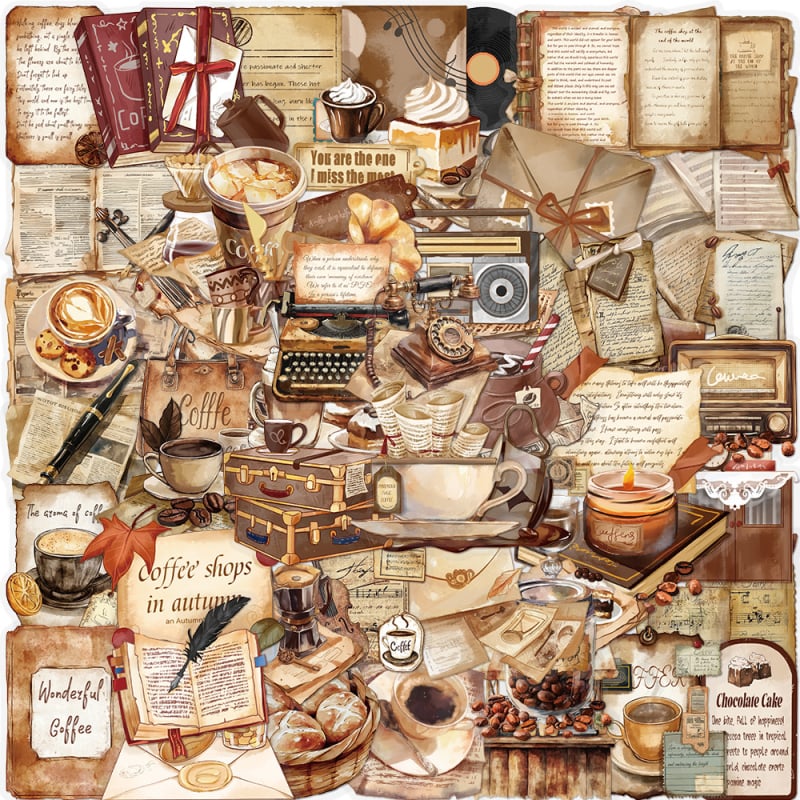 50 retró kávézó matrica kisállat kellékek fotóalbum barkács dekoráció növekedési kézikönyv ins szél kézi könyv matricák