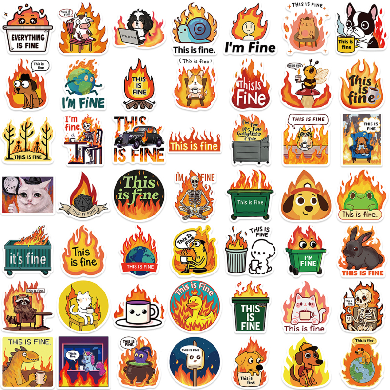 50 This is Fine Meme Graffiti kleebist, kitarri kleebist, sülearvuti kleebist, isetegemise veekindlat kleebist, piiriülest kleebist