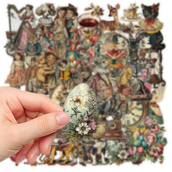 50 viktoriánus matrica, számítógépes kézikönyv, telefontok, napló, gördeszka, gitár, dekoratív matricák