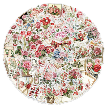 50 väikest värsket lille ja tähekleebist, lemmikloomatarvete märkmik, märkmik, mobiiltelefoni ümbrise dekoratiivkleebised