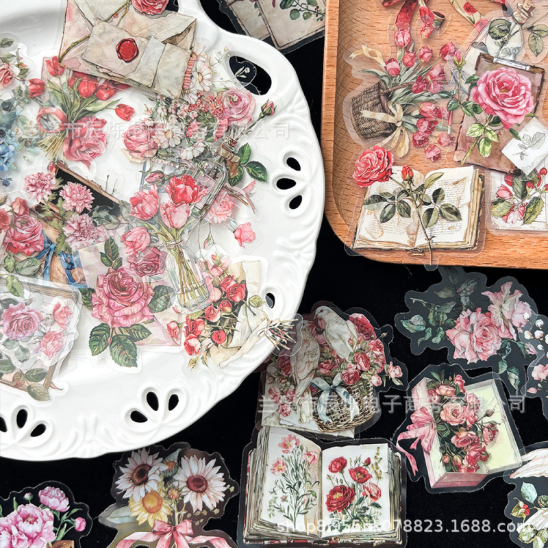 50 väikest värsket lille ja tähekleebist, lemmikloomatarvete märkmik, märkmik, mobiiltelefoni ümbrise dekoratiivkleebised