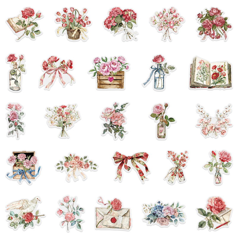 50 väikest värsket lille ja tähekleebist, lemmikloomatarvete märkmik, märkmik, mobiiltelefoni ümbrise dekoratiivkleebised