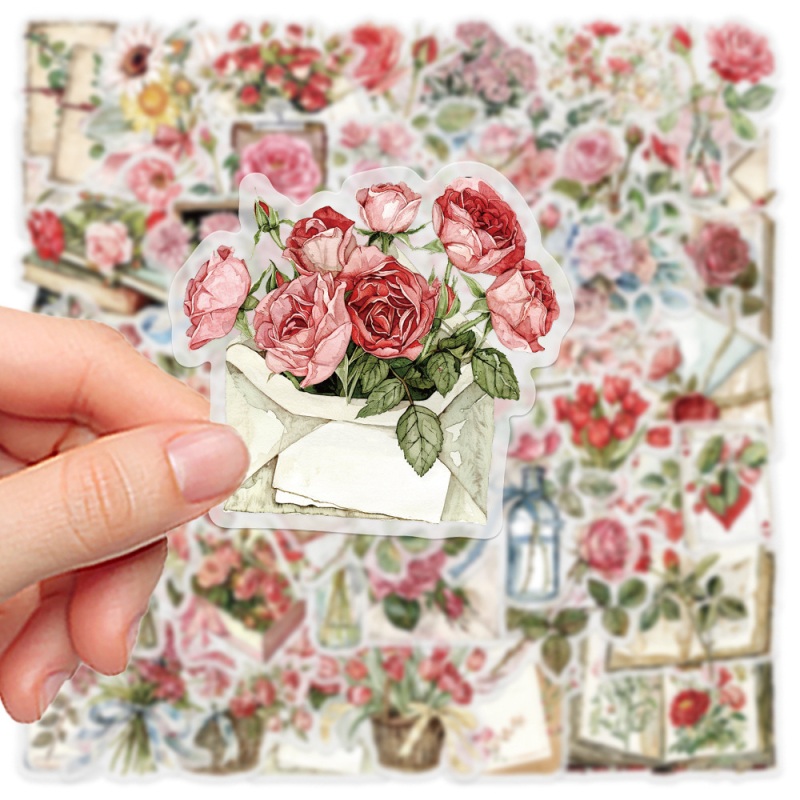 50 väikest värsket lille ja tähekleebist, lemmikloomatarvete märkmik, märkmik, mobiiltelefoni ümbrise dekoratiivkleebised