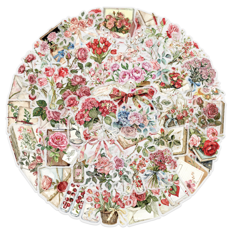 50 väikest värsket lille ja tähekleebist, lemmikloomatarvete märkmik, märkmik, mobiiltelefoni ümbrise dekoratiivkleebised