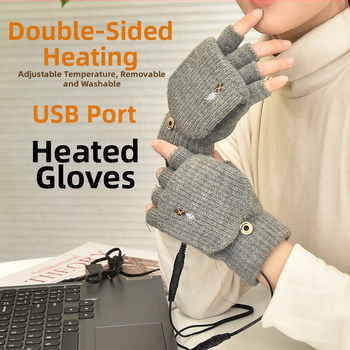Warm Boom USB fűtőkesztyű, nyitott ujjú, plüss kézmelegítő, kétoldalas, fűthető, elektromos, meleg kesztyű, kivehető és mosható, töltőkincs