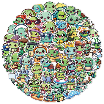 60 Hanhan Turtle grafiti uzlīmes, jaukas multfilmu klēpjdatora rokasgrāmatas, telefona apvalka dekoratīvas, ūdensnecaurlaidīgas uzlīmes