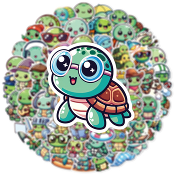 60 Hanhan Turtle grafiti uzlīmes, jaukas multfilmu klēpjdatora rokasgrāmatas, telefona apvalka dekoratīvas, ūdensnecaurlaidīgas uzlīmes