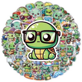60 Hanhan Turtle grafiti uzlīmes, jaukas multfilmu klēpjdatora rokasgrāmatas, telefona apvalka dekoratīvas, ūdensnecaurlaidīgas uzlīmes