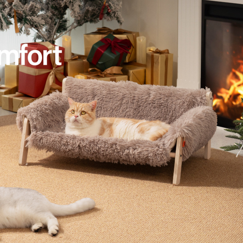 Fa kisállatfészek, téli meleg kutyaház, macskaház, kisállatszőnyeg, kisállat kanapéágy, kivehető és mosható meleg kisállatfekhely
