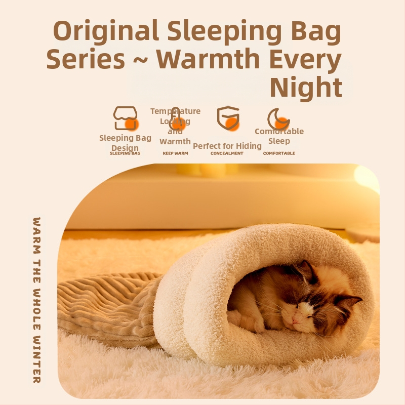 Hálózsák macskakennel kennel téli meleg zárt alagút téli macskafekhely kisállat kellékek cica fészek szőnyeg macskaszőnyeg