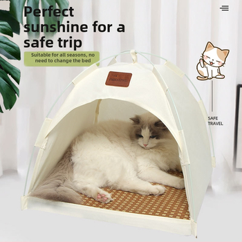 Καλοκαιρινό αναπνεύσιμο σπιτάκι για γάτες, φωλιά για γάτες, σκηνή για κατοικίδια εξωτερικού χώρου, αφαιρούμενη και πλενόμενη, ημικλειστή, βολική αποθήκευση, χώρος για σκηνή γάτας