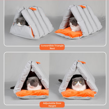 Τρίγωνο καναπές-κρεβάτι για γάτες, τρύπα για τρυπάνι για σκύλους μπορεί να συνδυαστεί με παραμορφώσιμη, πολλαπλών χρήσεων, ζεστό φθινόπωρο και χειμώνα, προμήθειες για μικρά κρεβατοκάμαρες για σκύλους