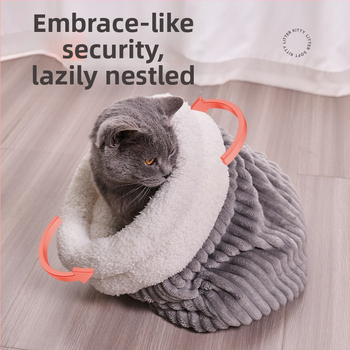 Πυκνωμένη φωλιά γάτας για γατάκια, χειμωνιάτικη ζεστή φωλιά, ημικλειστή, αντιψυκτική, σήραγγα, πάπλωμα γάτας, είδη κατοικίδιων ζώων