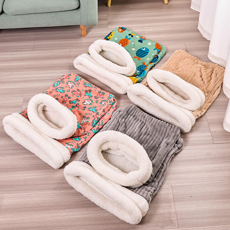 Vastagított kisállat macskafészek téli meleg cica félig zárt fagyálló macska hálózsák alagút macskapaplan kisállat kellékek