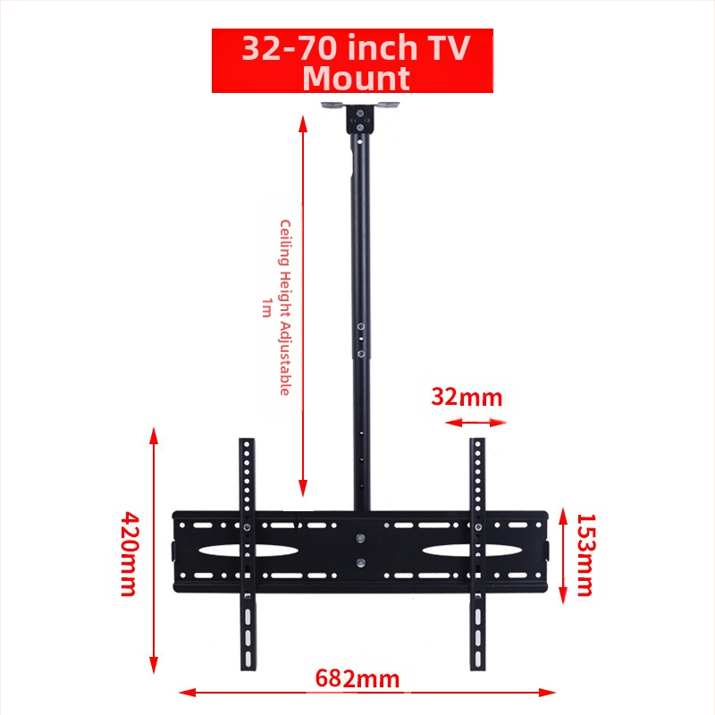 14-70 инчова универсална закачалка за телевизор с екран, въртяща се таванна скоба, височината на която може да се удължи, за показване на рекламна машина