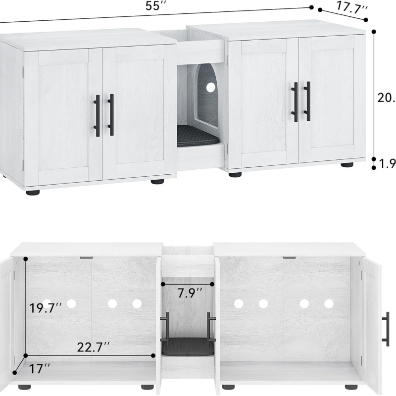 dupla ketreces alomdoboz, macskaház, rejtett macskaketrec, két macska számára alkalmas, alomdoboz bútorok