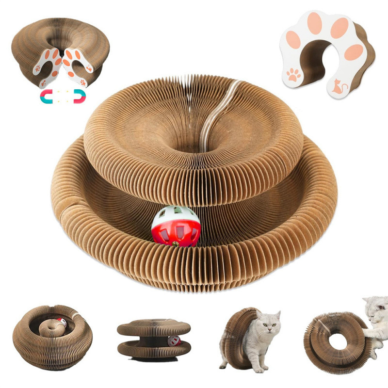 CrossBorder Harmonika Macska Kaparódeszka Fészek, Kopásálló és Nem Vedlő Macskajáték, Önkielégítés és Unalom Elleni Oldás, Hullámkarton Karomcsiszoló Deszka, Macska Kellékek