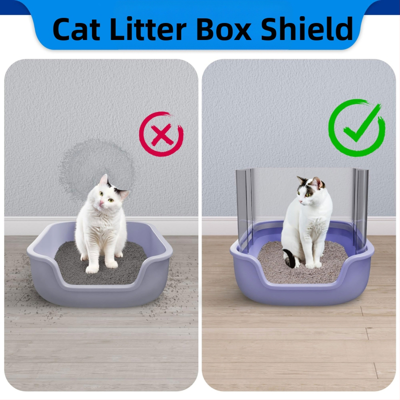 Трансграничен на склад удебелен 4-частичен капак за котешка тоалетна против пръски от котешка урина, преграда за леген за котешка тоалетна, капак за котешки боклук
