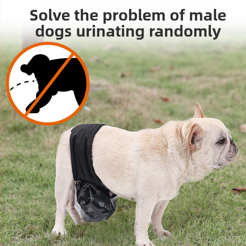 Дишаща и водоустойчива торбичка за събиране на урина за мъжки кучета, автоматично бельо за събиране на урина за мъжки кучета, регулируемо бельо за домашни любимци с еластична лента