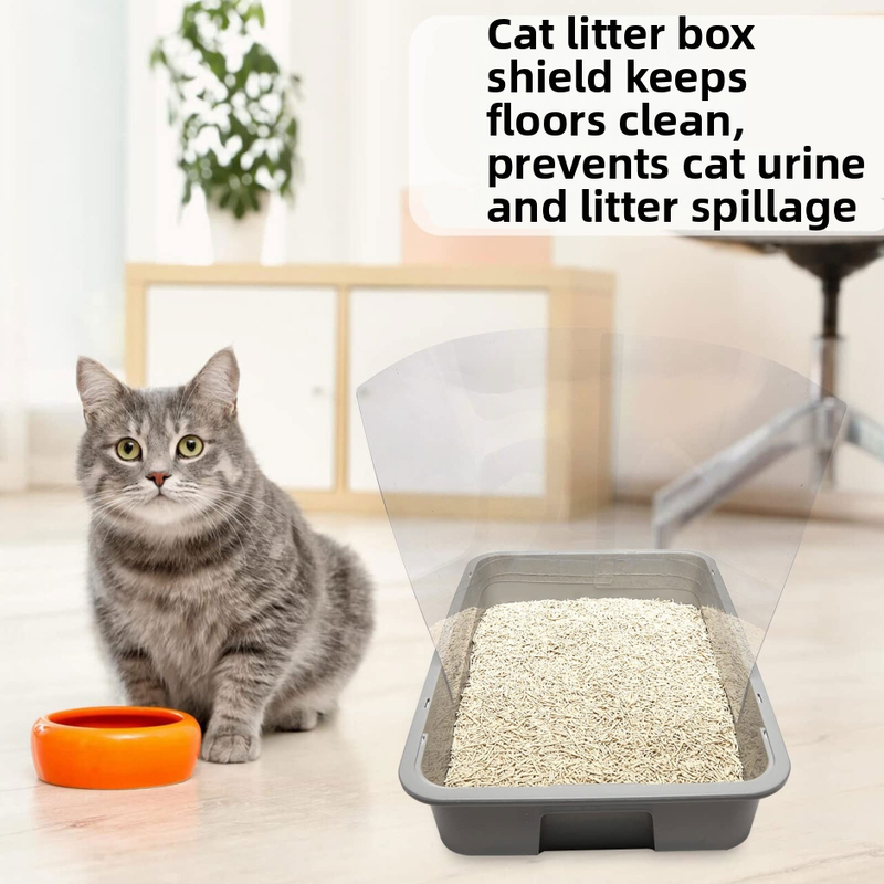 Трансграничен на склад удебелен 3-частичен капак за котешка тоалетна против пръски от котешка урина, преграда за леген за котешка тоалетна, капак за пръски от котешки боклук