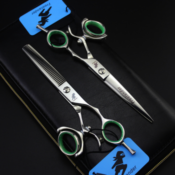 5,5-инчови 6,0-инчови Freelander висококачествени фризьорски ножици с 360-градусова дръжка, плоски ножици, ножици със зъби, тънки ножици, чанта за доставка
