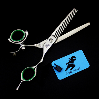 5,5-инчови 6,0-инчови Freelander висококачествени фризьорски ножици с 360-градусова дръжка, плоски ножици, ножици със зъби, тънки ножици, чанта за доставка