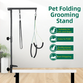 Kokkupandav lemmikloomade trimmimisklamber, fikseeritud poomiga koerale, mugav roostevabast terasest klamber, reguleeritav klamber