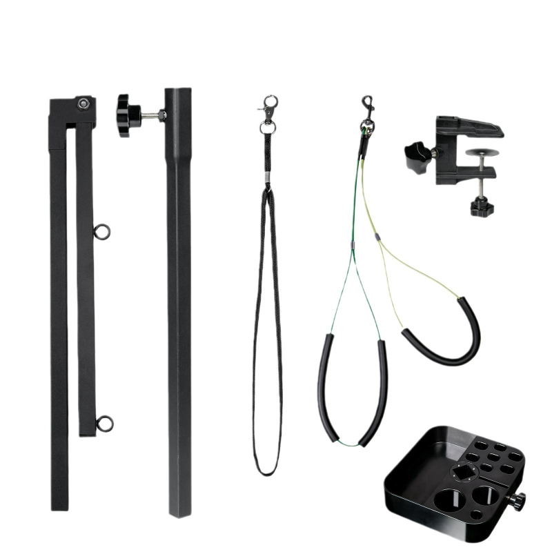 Kokkupandav lemmikloomade trimmimisklamber, fikseeritud poomiga koerale, mugav roostevabast terasest klamber, reguleeritav klamber