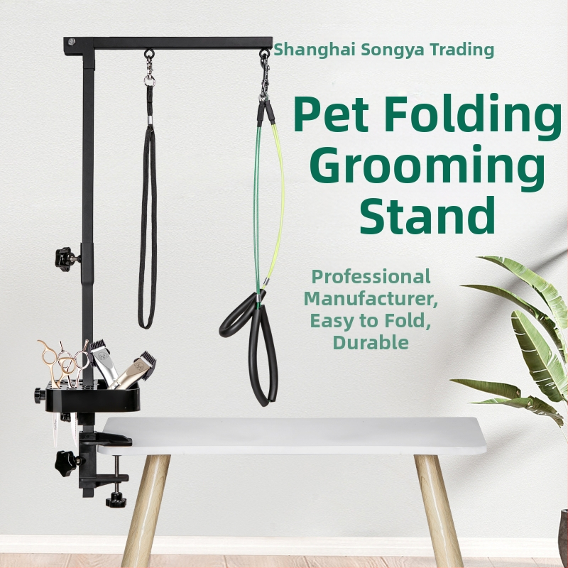 Kokkupandav lemmikloomade trimmimisklamber, fikseeritud poomiga koerale, mugav roostevabast terasest klamber, reguleeritav klamber