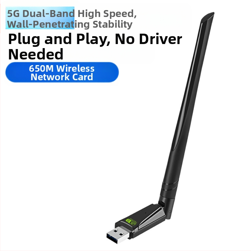 Placă de rețea wireless USB cu dublă frecvență, 650 m, fără driver, adaptor de rețea wireless WiFi 5G pentru computer desktop