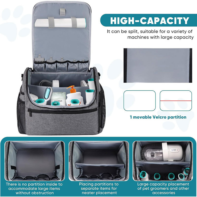 Új kisállat-ápolási kellékek tároló táska kétrétegű, vastagított, multifunkcionális, nagy kapacitású kutyaszervező és tároló táska