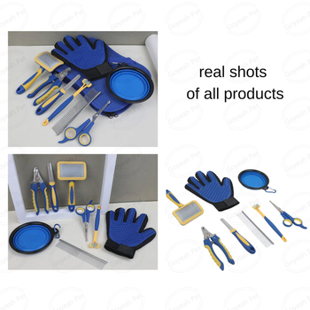 Väliskaubanduse lemmikloomatarbed kamm sirge kamm küünekäärid viil juuksenuga pleekinud juuste kamm puhastus ilukostüüm 8-osaline komplekt