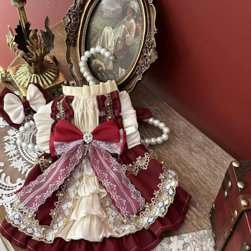 Koera- ja kassi Lolita riided, printsessi stiilis seelik, pitsist äär, universaalne teddy kleit igaks aastaajaks, armas