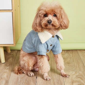 Είδη κατοικίδιων ζώων χονδρικής ρούχα για γάτες και σκύλους ρούχα φθινόπωρο και χειμώνα μαλλί αρνιού fleece τζιν παλτό μονοκόμματο παράδοση