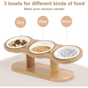 Kõrgendatud keraamilised kassikausid kahe reguleeritava kõrgusega koerakausihoidja ja kolme keraamilise kausikomplektiga