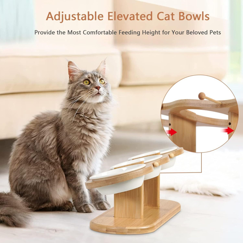 Kõrgendatud keraamilised kassikausid kahe reguleeritava kõrgusega koerakausihoidja ja kolme keraamilise kausikomplektiga