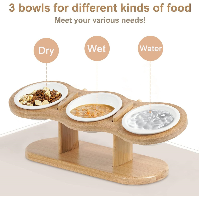 Kõrgendatud keraamilised kassikausid kahe reguleeritava kõrgusega koerakausihoidja ja kolme keraamilise kausikomplektiga