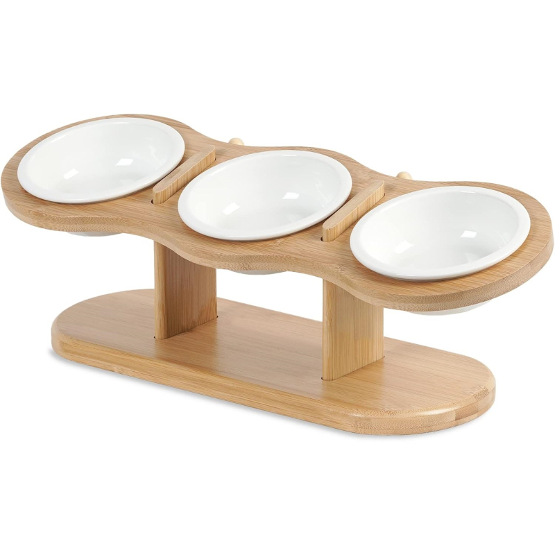 Kõrgendatud keraamilised kassikausid kahe reguleeritava kõrgusega koerakausihoidja ja kolme keraamilise kausikomplektiga