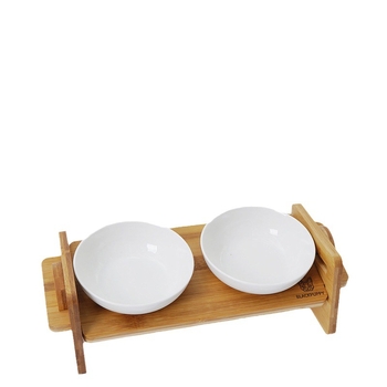 macska kerámia dupla tál ételtál kopogásgátló kisállat kutyatál bambusz tál kisállat bambusz kerámia tál ferde tál