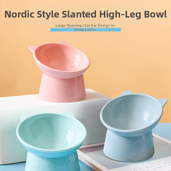 Határokon átnyúló kisállat-etetőtál ferde szájjal, nyakvédő tál, nagy átmérőjű kutyatál-kellékek, univerzális kialakítás macskák és kutyák számára, határokon átnyúló export